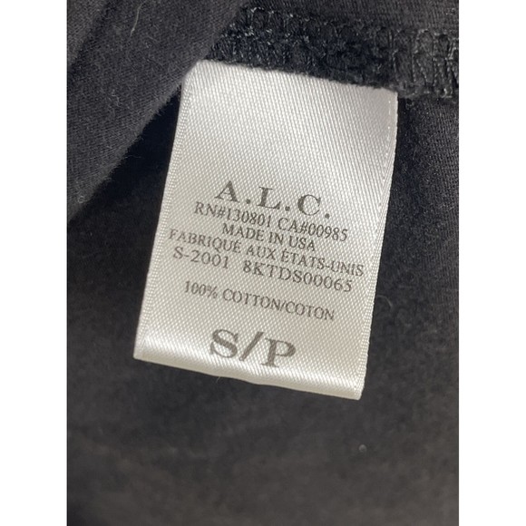 A.L.C. ALC Dress Long Sleeve Crew Neck ALine Gathered Sleeve Cotton Black Small - Picture 3 of 8